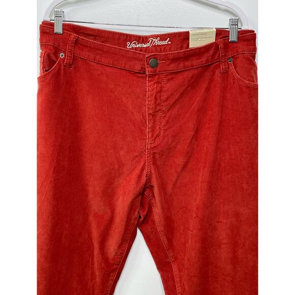 NWT Universal Thread High Rise Corduroy Skinny Bootcut Jeans Orange Red 26 R - Picture 2 of 12